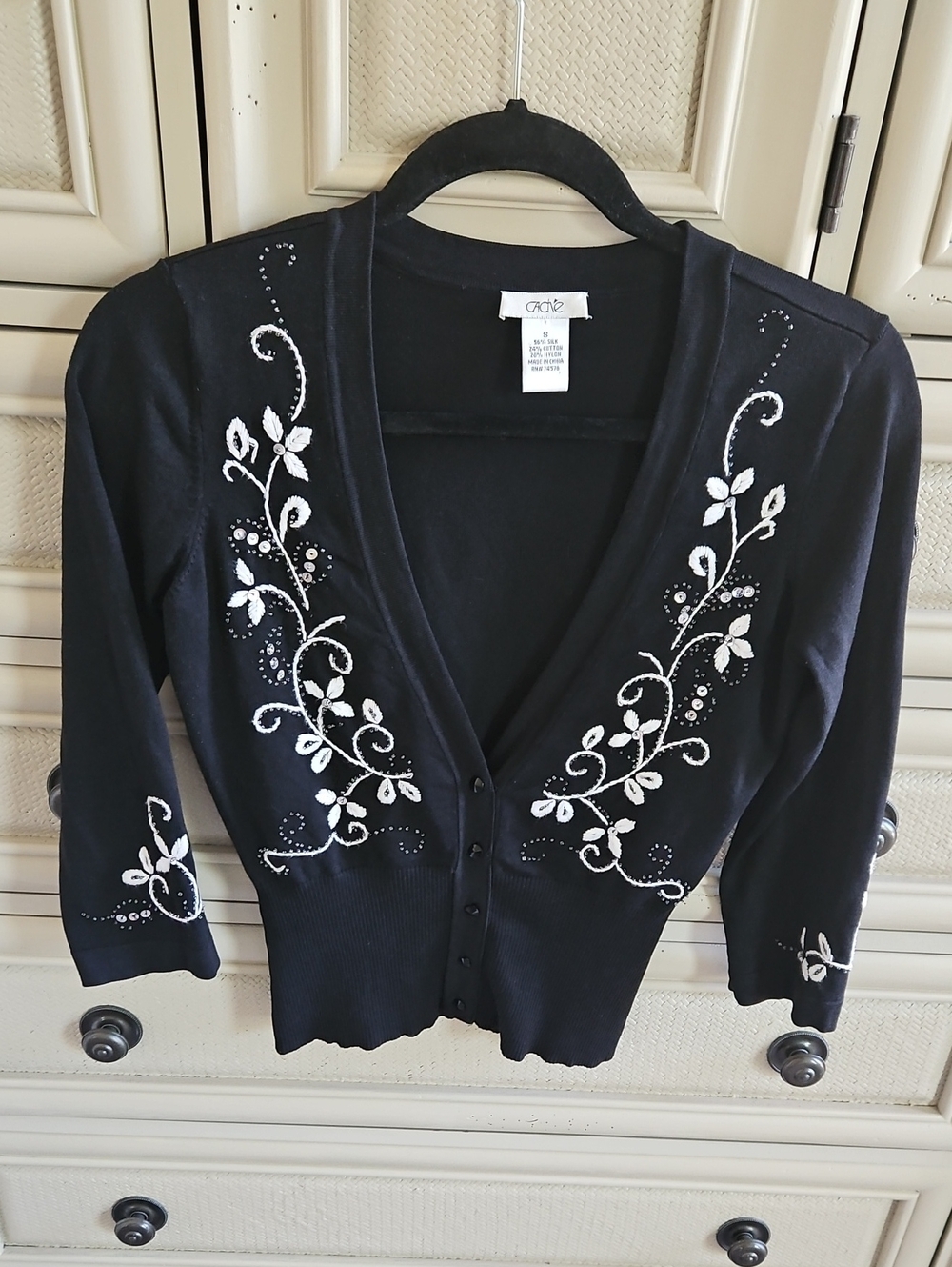 Cache Black Silk Blend Vintage Sweater.